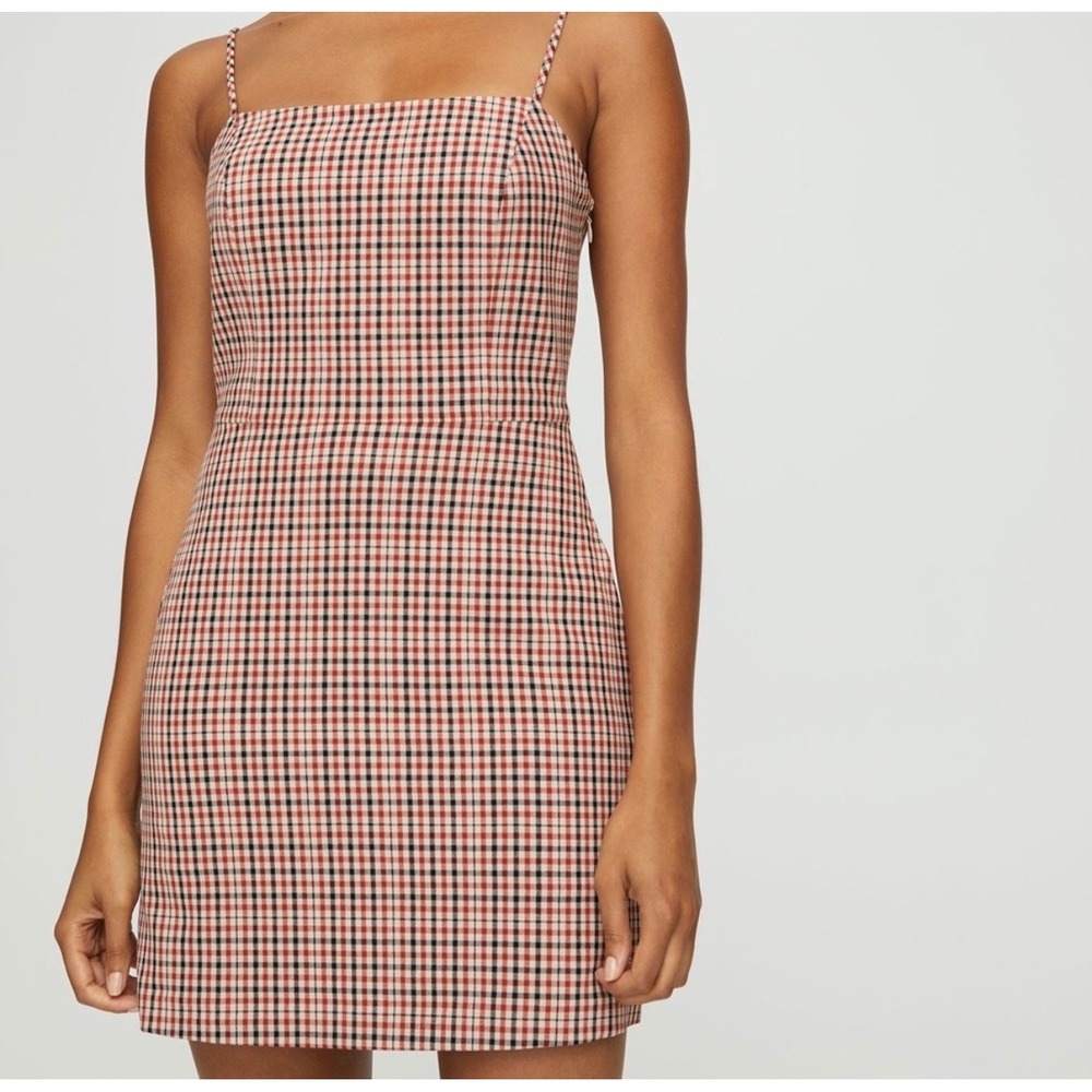 NWOT Aritzia Wilfred Isabelle‎ Boho Preppy Retro Academia Plaid Mini Dress 2